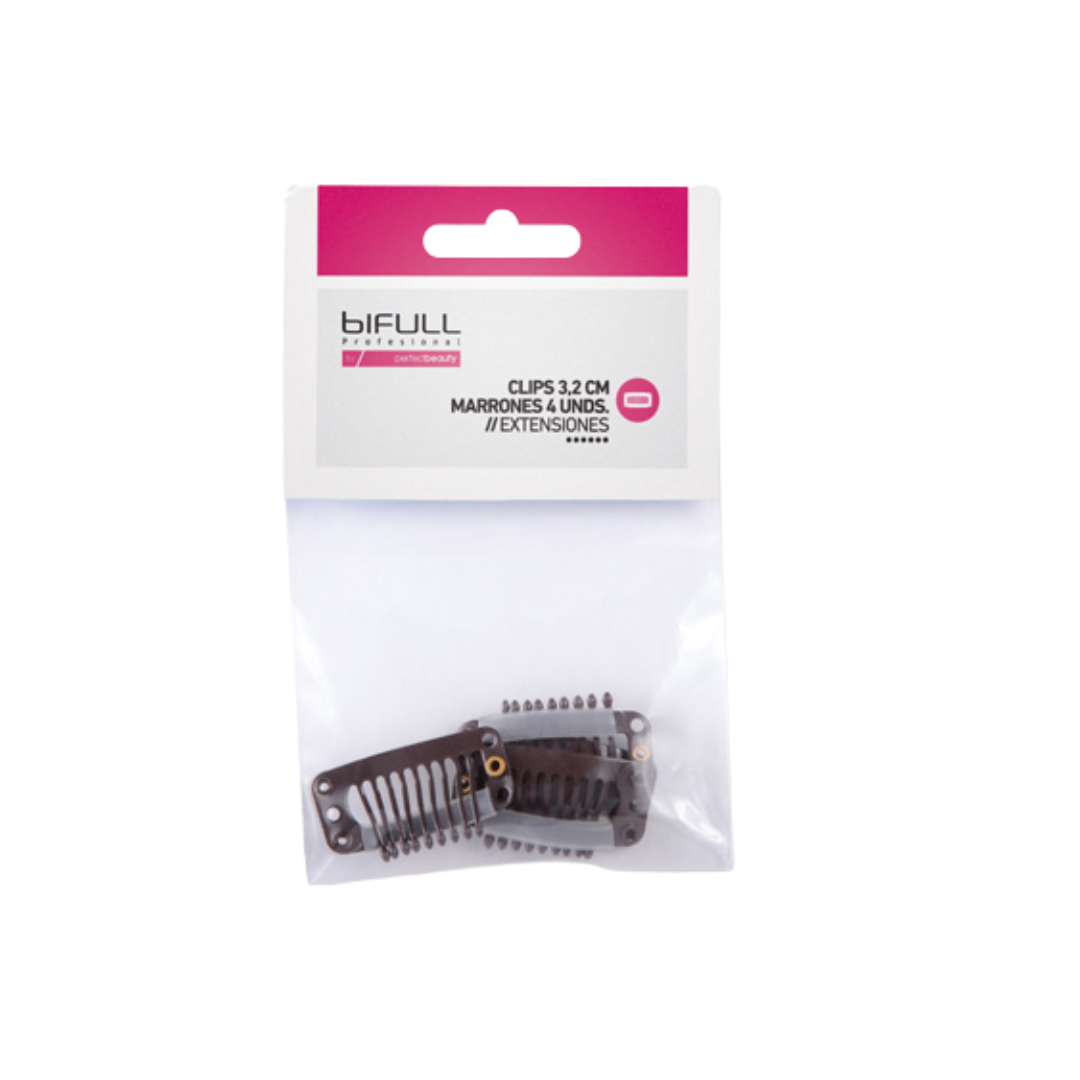 Clips de Extensões 3,2 cm Castanhos – 4 Unidades