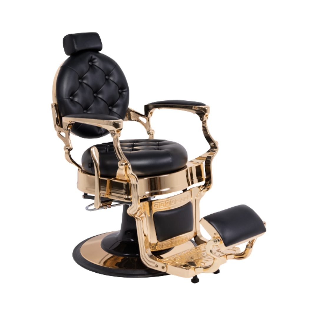 Cadeira de Barbeiro Olympus Dourada Preta