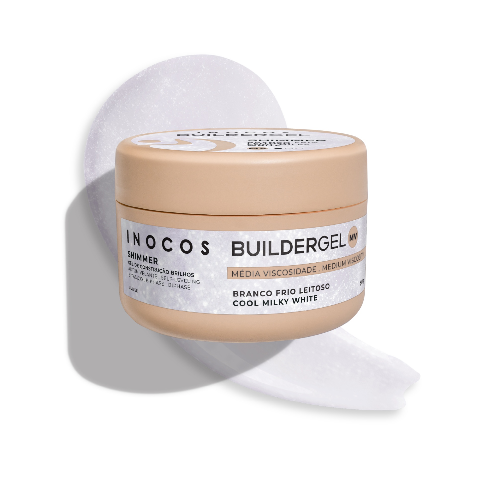 Gel de Construção Shimmer Média Viscosidade Branco Frio Leitoso 50g