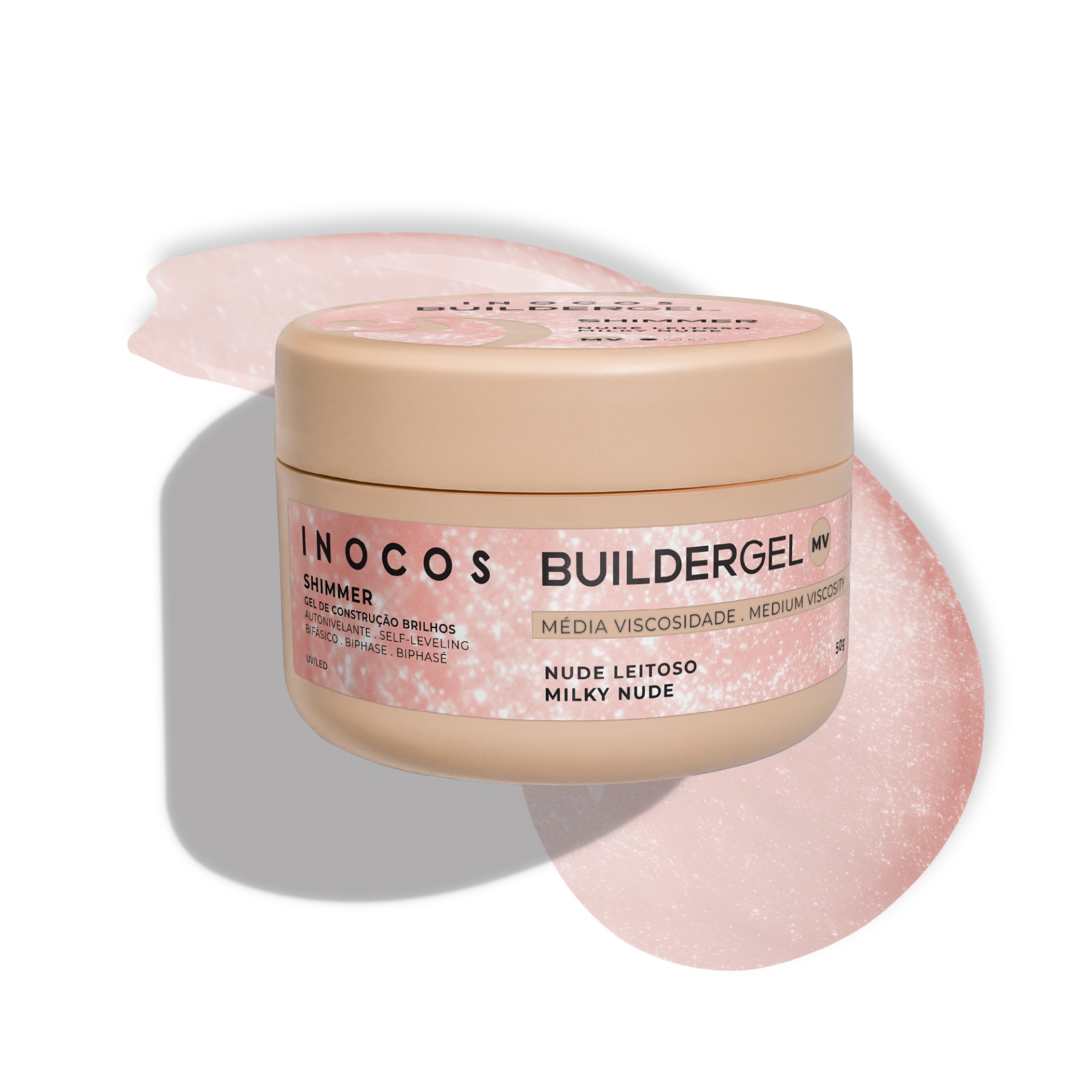 Gel de Construção Shimmer Média Viscosidade Nude Leitoso 50g