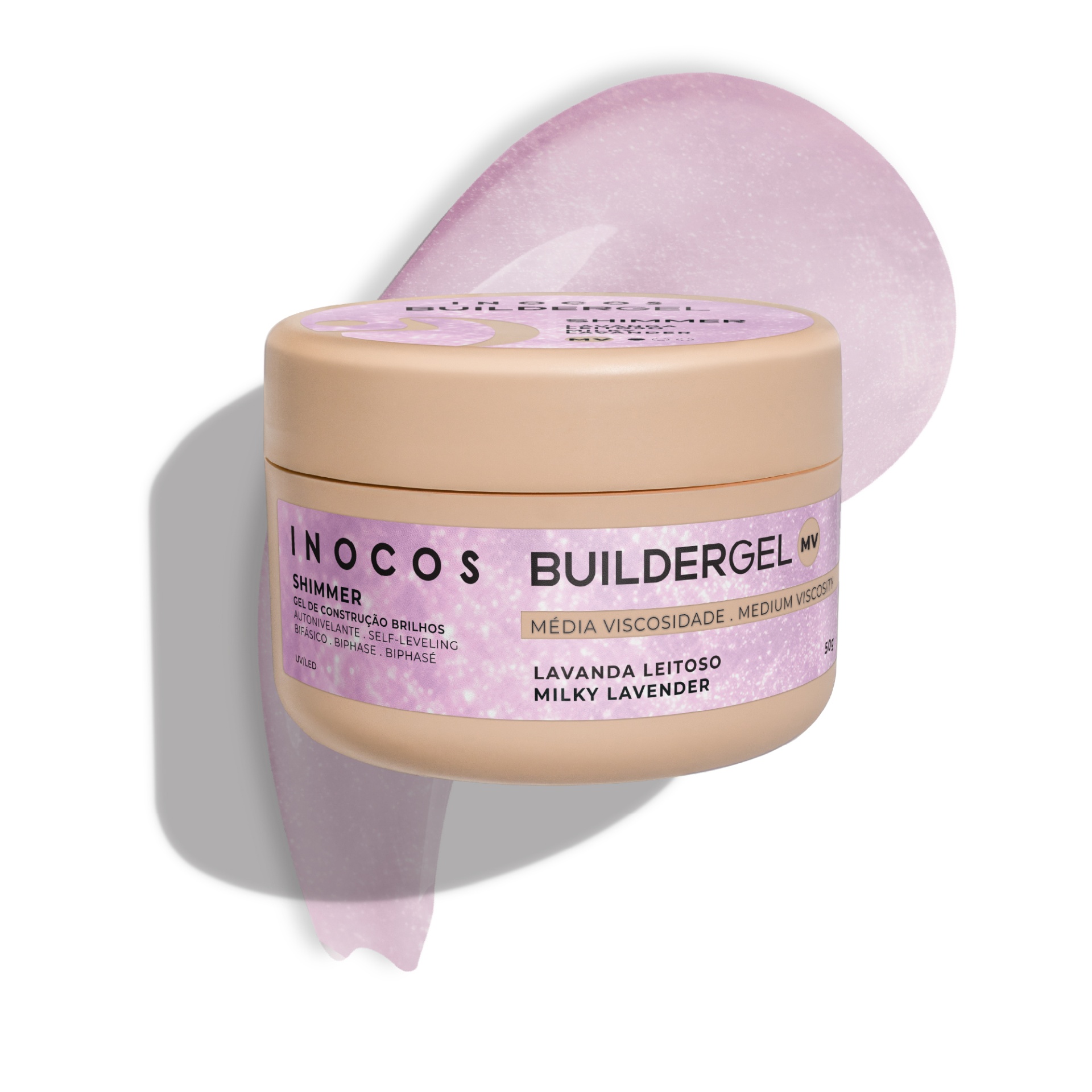 Gel de Construção Shimmer Média Viscosidade Lavanda Leitoso 50g