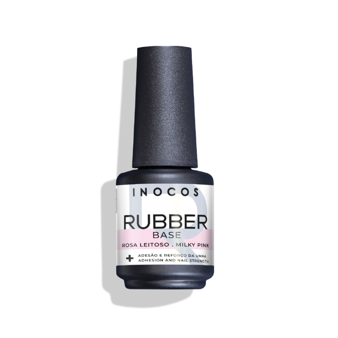 Verniz Gel Rubber Base Rosa Leitoso 15ml INOCOS