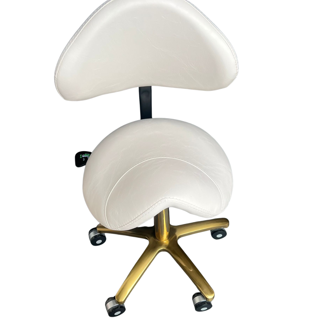 Banco Sela C/ Encosto Regulavel Branco e Dourado - Image 2