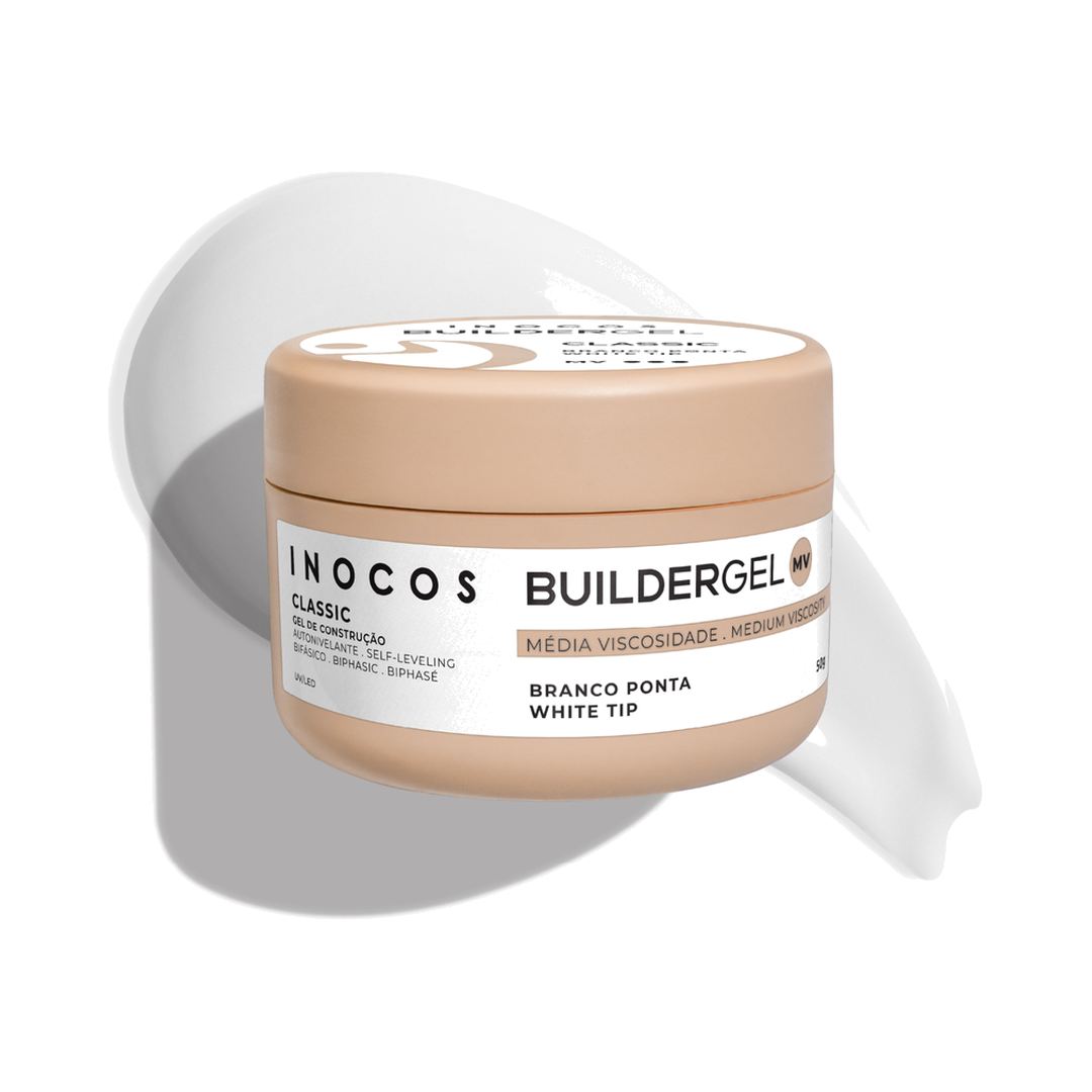 INOCOS Builder Gel Classic Branco Ponta Média Viscosidade 50 g